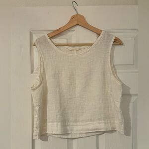 Elizabeth Suzann Petra Tank Cropped. Ivory Linen Guaze. Size Medium.